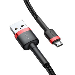 Baseus Cafule Cable patvarus nailono kabelis USB / mikro USB laidas 2A 3M juoda ir raudona (CAMKLF-H91)