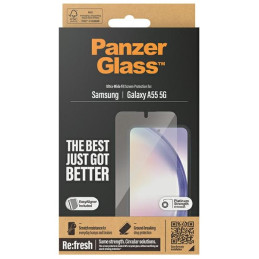 PanzerGlass itin platus grūdintas stiklas su padėties įtaisu, skirtas Samsung Galaxy A55 5G
