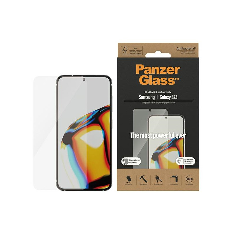 PanzerGlass Ultra-Wide Fit grūdintas stiklas su aplikatoriumi, skirtas Samsung Galaxy S23
