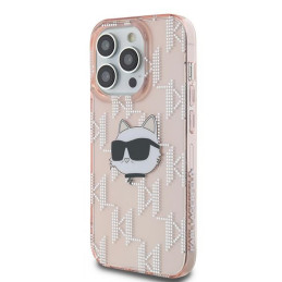 Karl Lagerfeld IML Choupette Head & Monogram dėklas iPhone 14 Pro - rožinis