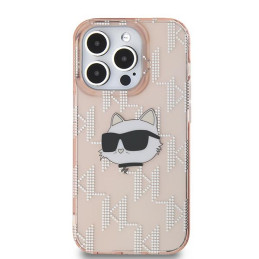 Karl Lagerfeld IML Choupette Head & Monogram dėklas iPhone 14 Pro - rožinis