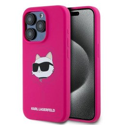 Karl Lagerfeld Silicone Choupette Head MagSafe dėklas iPhone 15 Pro - rožinis