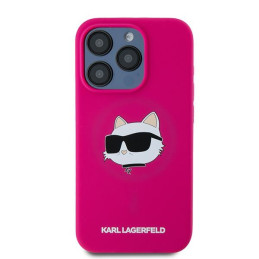 Karl Lagerfeld Silicone Choupette Head MagSafe dėklas iPhone 15 Pro - rožinis