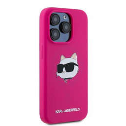 Karl Lagerfeld Silicone Choupette Head MagSafe dėklas iPhone 15 Pro - rožinis