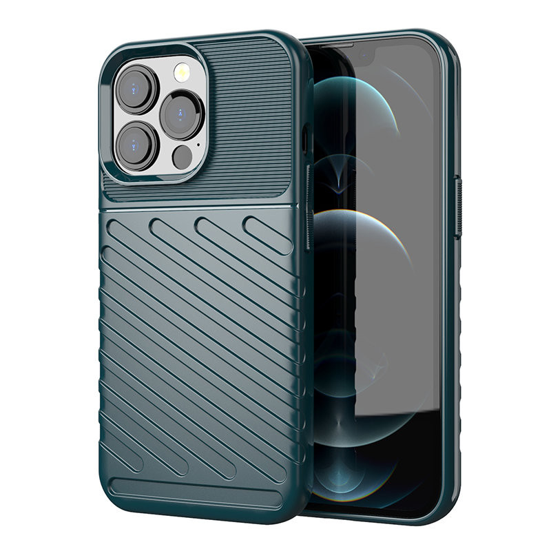 Thunder Case, lankstus šarvuotas dėklas, dangtelis iPhone 13 Pro, žalias