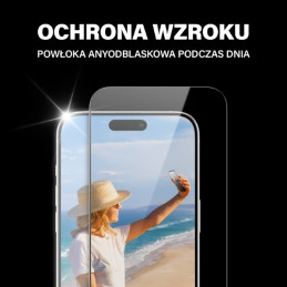 PanzerGlass itin platus grūdintas stiklas su blizgesiu ir mėlynos šviesos filtru su padėties reguliatoriumi, skirtas iPh...