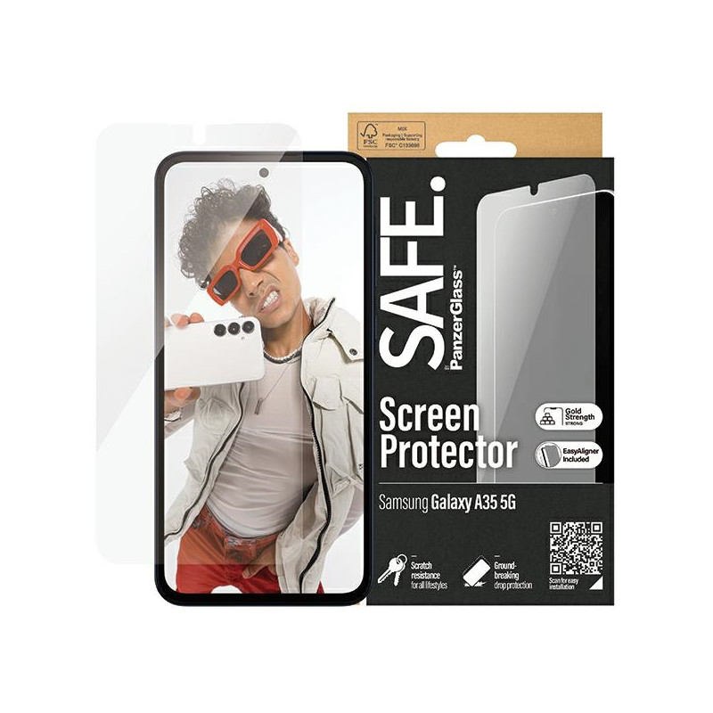 SAFE by PanzerGlass Ultra-Wide Fit grūdintas stiklas su padėties reguliatoriumi, skirtas Samsung Galaxy A35 5G