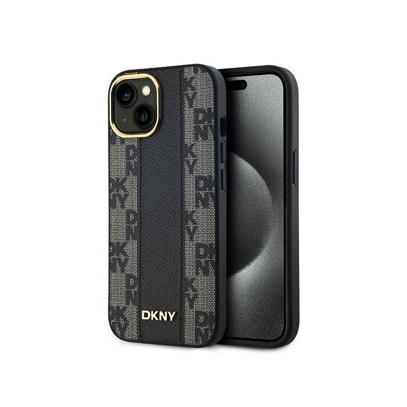 DKNY odinis languotas monofoninis dėklas „MagSafe“, skirtas iPhone 15/ 14/ 13 – juodas