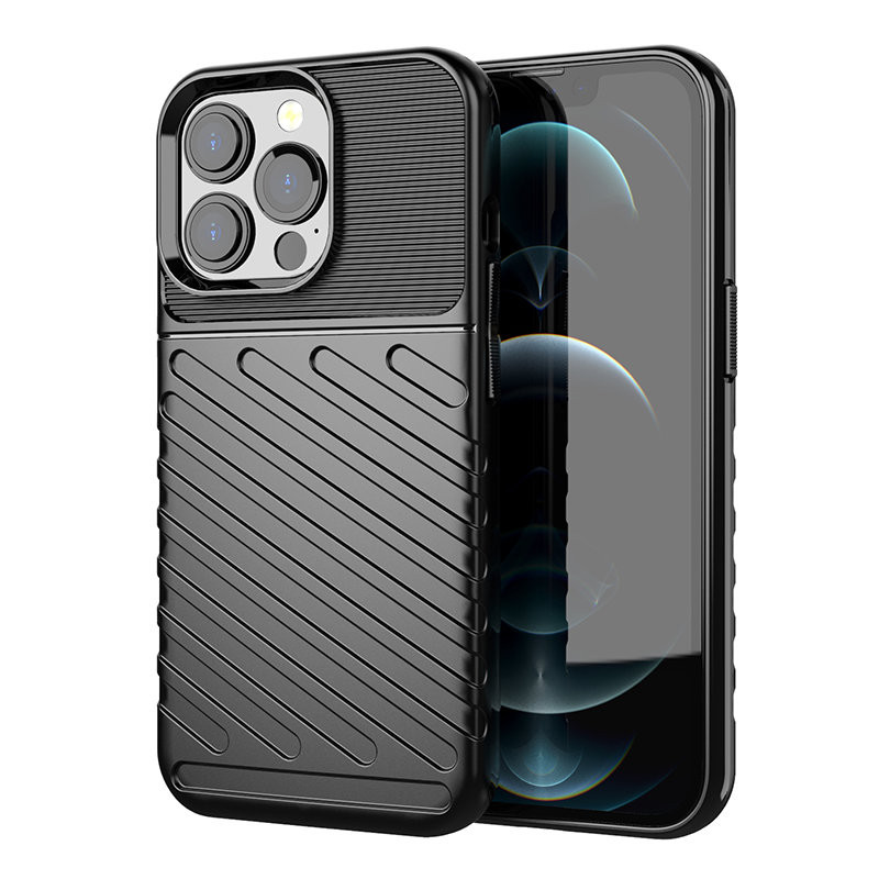 Thunder Case, lankstus šarvuotas dėklas, dangtelis iPhone 13 Pro, juodas