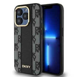 DKNY odinis languotas monofoninio rašto MagSafe dėklas, skirtas iPhone 15 Pro Max – juodas