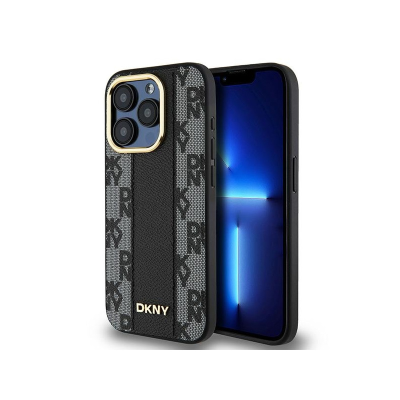 DKNY odinis languotas monofoninio rašto MagSafe dėklas, skirtas iPhone 15 Pro Max – juodas