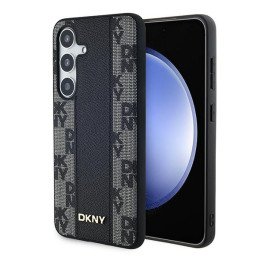 DKNY Leather Chequered Mono Pattern MagSafe dėklas Samsung Galaxy S24+ - juodas