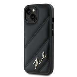 Karl Lagerfeld Diagonal Quilted Script dėklas, skirtas iPhone 13 - juodas