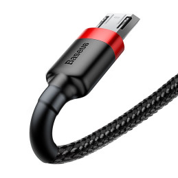 Baseus Cafule Cable patvarus nailono kabelis USB / mikro USB laidas 2A 3M juoda ir raudona (CAMKLF-H91)