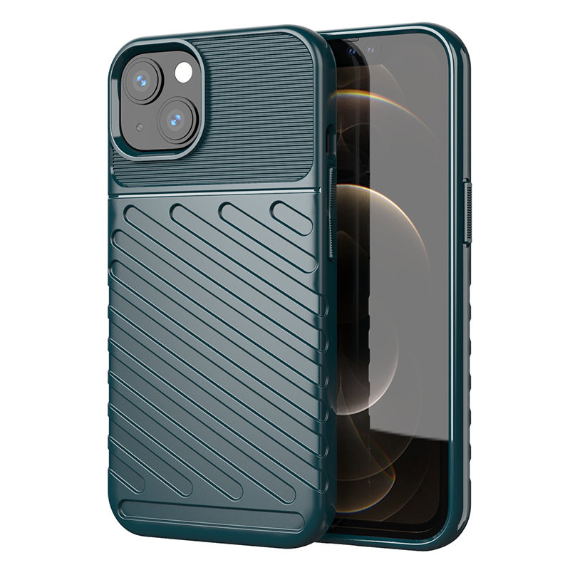 Thunder Case, lankstus šarvuotas dėklas, dangtelis iPhone 13, žalias