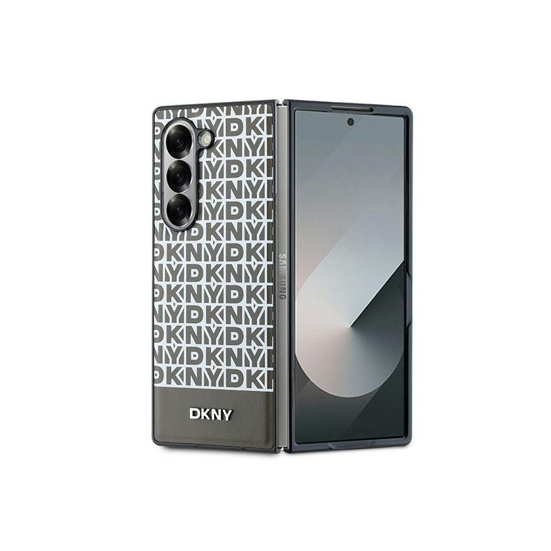 DKNY Repeat Pattern Bottom Stripe dėklas, skirtas Samsung Galaxy Z Fold 6 – rudas