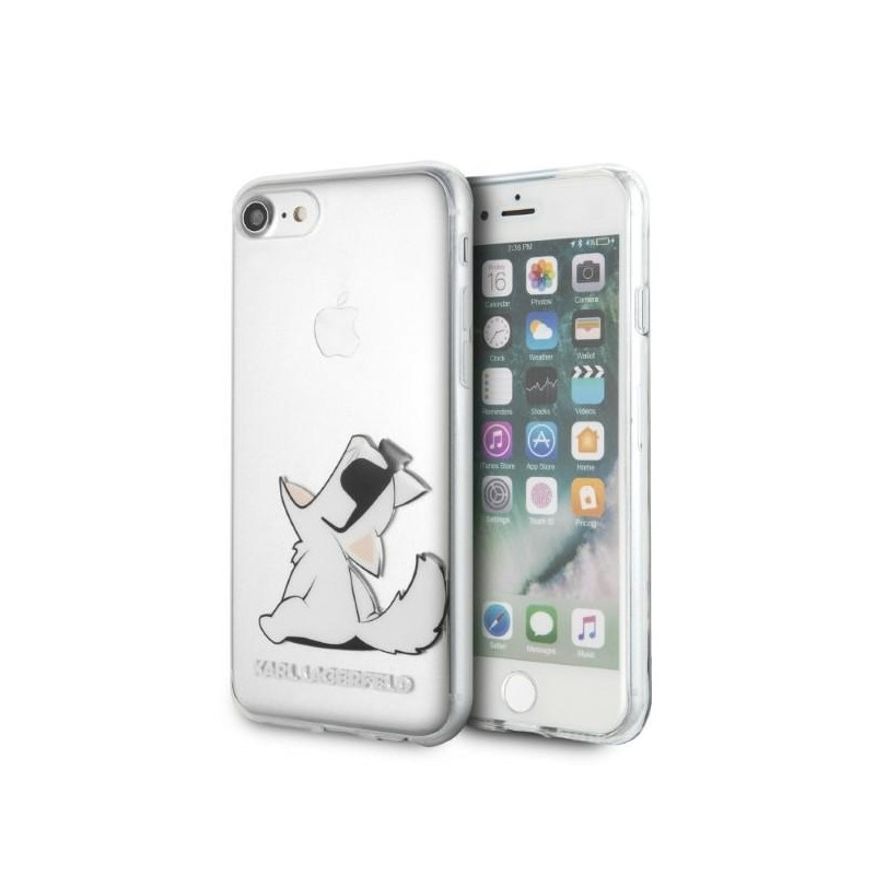 Karl Lagerfeld Choupette įdomus dėklas, skirtas iPhone 7 / 8 / SE 2020 / SE 2022 - skaidrus