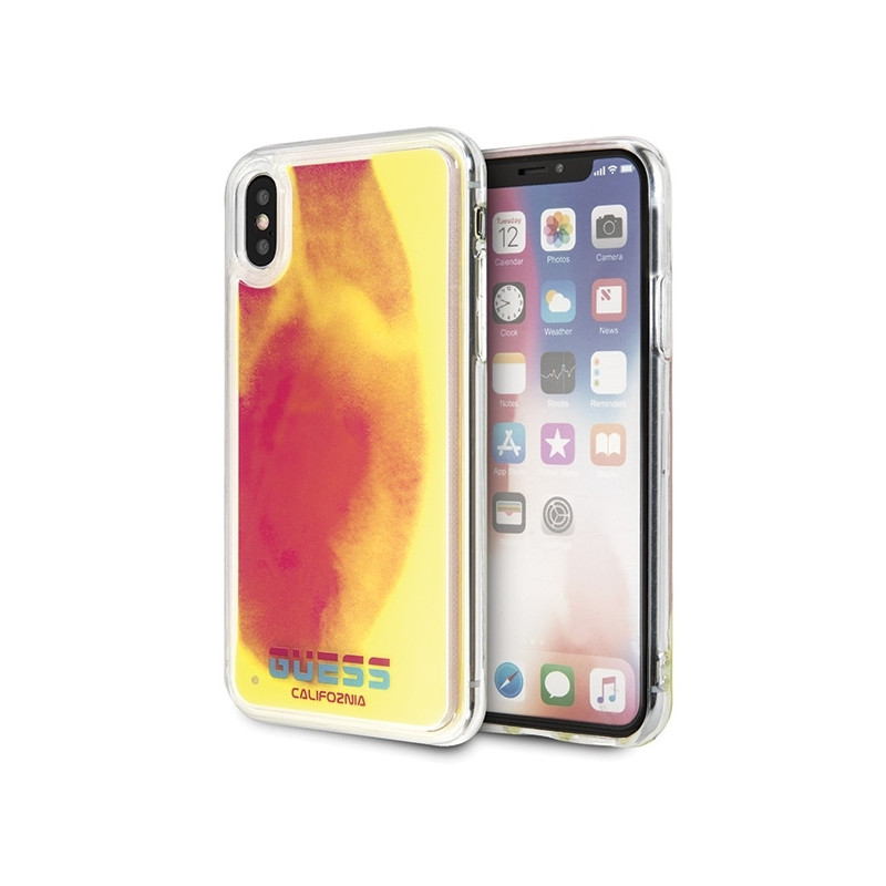 Guess California Glow tamsiame dėkle, skirta iPhone X / Xs - rožinė