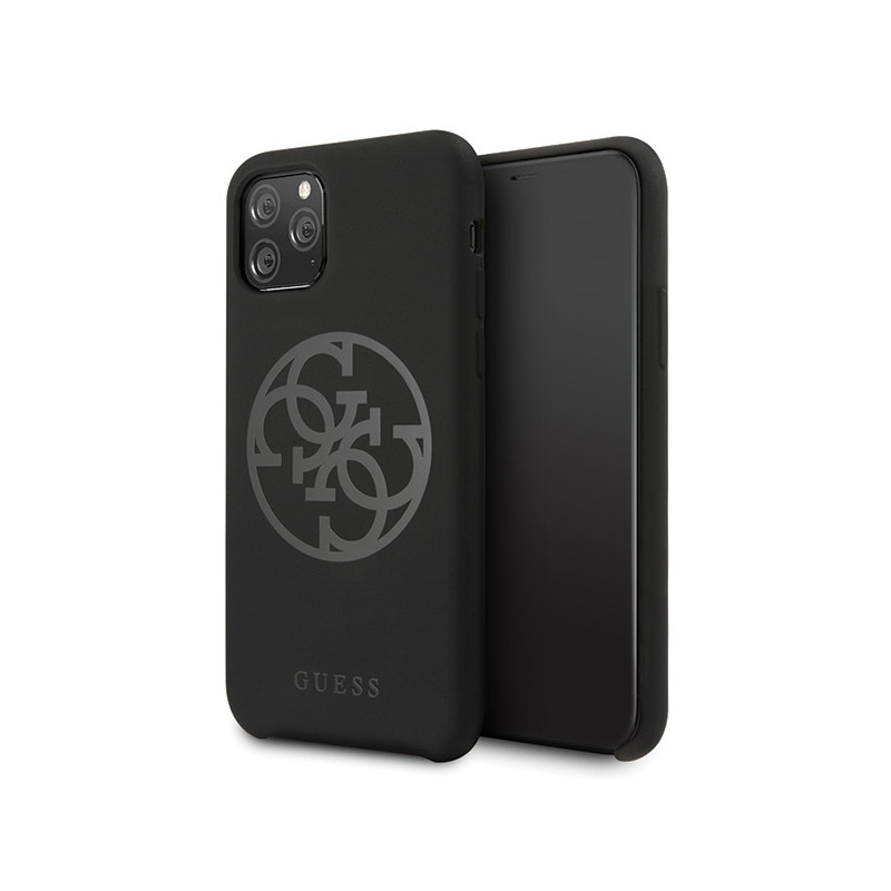 Guess GUHCN58LS4GBK iPhone 11 Pro juodas/ juodas kietas dėklas Silikoninis 4G Tone On Tone