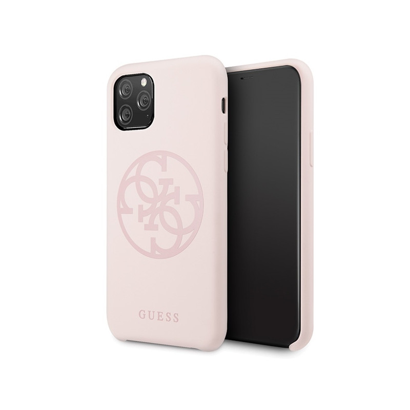 Guess GUHCN58LS4GLP iPhone 11 Pro šviesiai rožinis/ šviesiai rožinis kietas dėklas Silikoninis 4G Tone On Tone