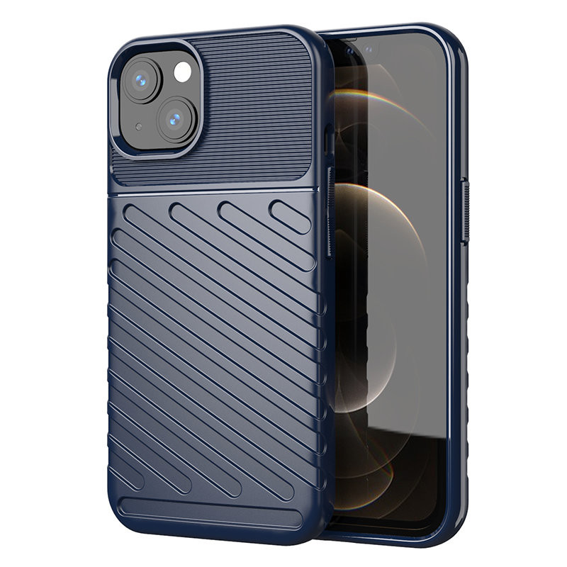 Thunder Case, lankstus šarvuotas dėklas, dangtelis iPhone 13 mini, mėlynas