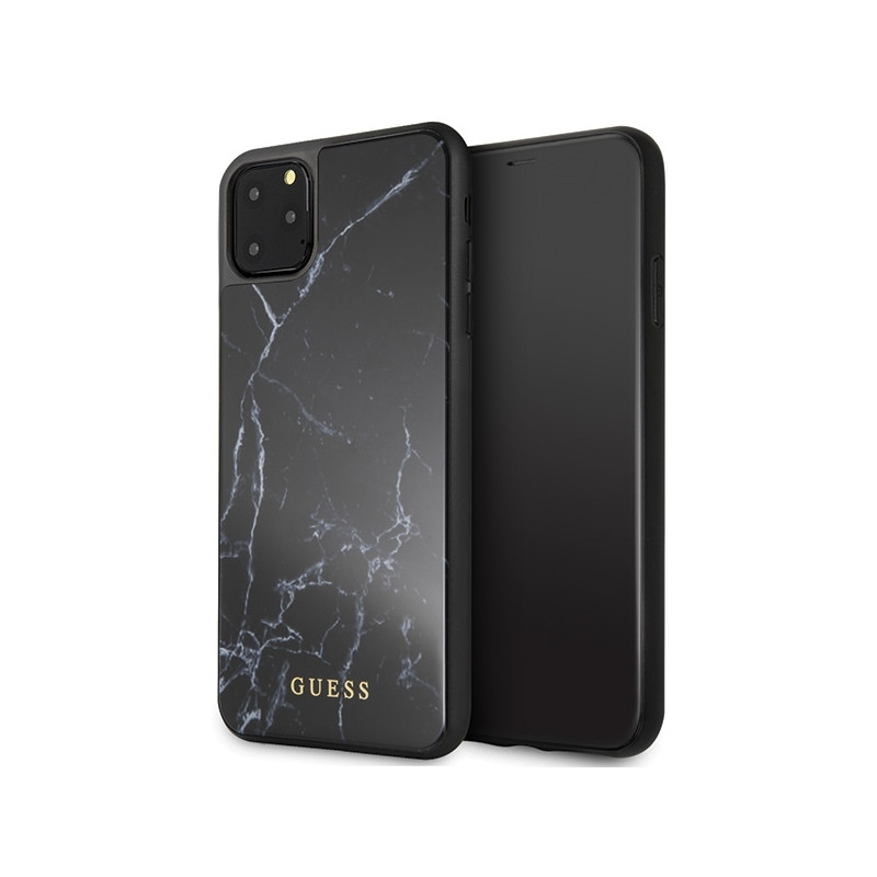 Guess GUHCN65HYMABK iPhone 11 Pro Max juodas/ juodas marmurinis stiklas