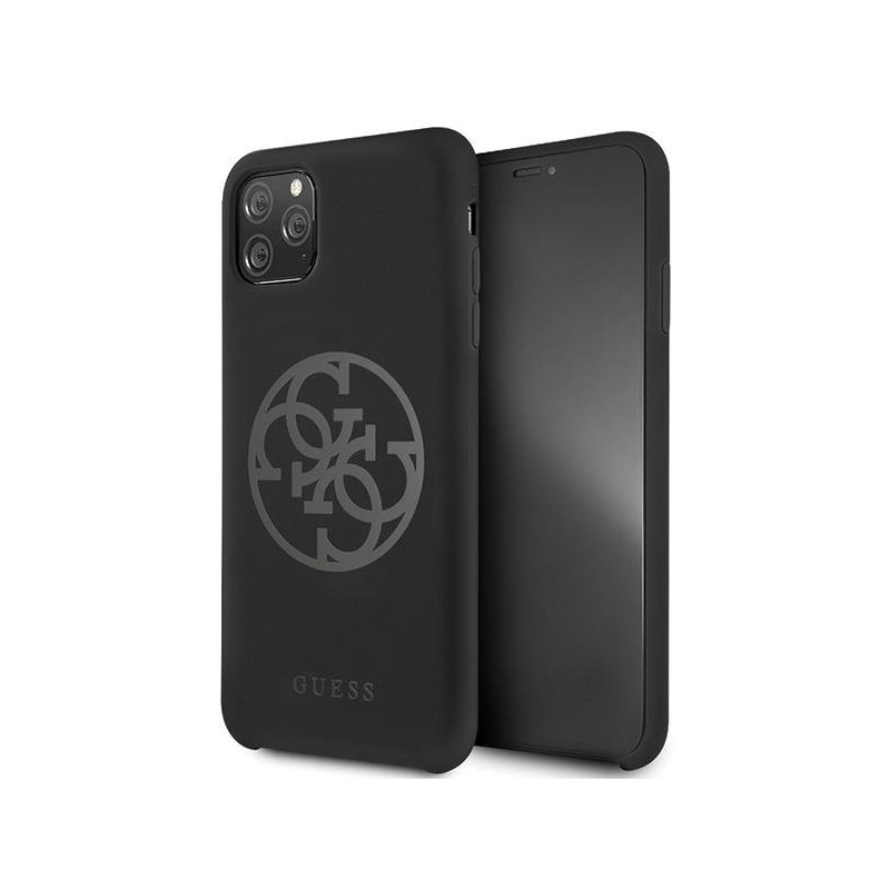 Guess GUHCN65LS4GBK iPhone 11 Pro Max juodas/ juodas kietas dėklas Silikoninis 4G Tone On Tone