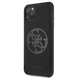 Guess GUHCN65LS4GBK iPhone 11 Pro Max juodas/ juodas kietas dėklas Silikoninis 4G Tone On Tone