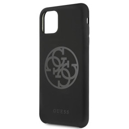 Guess GUHCN65LS4GBK iPhone 11 Pro Max juodas/ juodas kietas dėklas Silikoninis 4G Tone On Tone