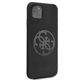 Guess GUHCN65LS4GBK iPhone 11 Pro Max juodas/ juodas kietas dėklas Silikoninis 4G Tone On Tone