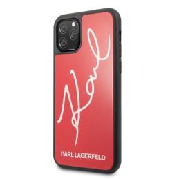 Karl Lagerfeld Signature Glitter dėklas iPhone 11 Pro - raudonas