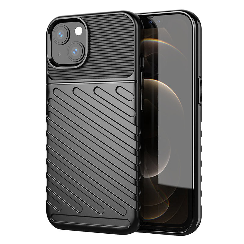 Thunder Case, lankstus šarvuotas dėklas, dangtelis iPhone 13 mini, juodas