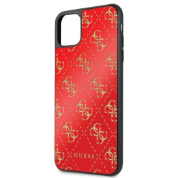Guess 4G Double Layer Glitter dėklas iPhone 11 Pro Max - raudonas
