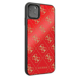 Guess 4G Double Layer Glitter dėklas iPhone 11 Pro Max - raudonas