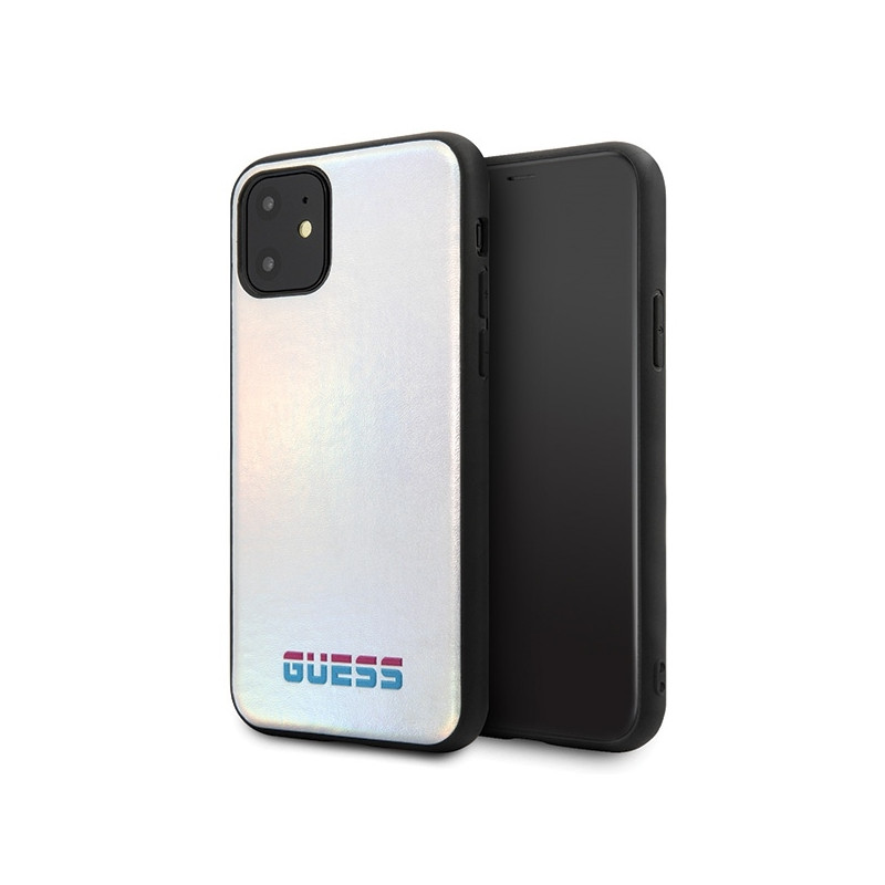 Guess Iridescent dėklas iPhone 11 Pro Max - sidabrinis