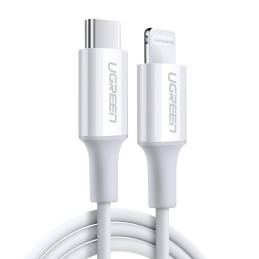 Ugreen US171 Lightning – USB-C MFi PD 20W 480Mb/ s 1m laidas – baltas