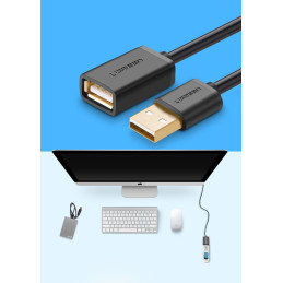 Ugreen kabelis USB (moteris) - USB (vyriškas) adapterio laidas 1m juodas (10314)