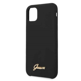Guess GUHCN58LSLMGBK iPhone 11 Pro juodas/ juodas kietas dėklas Silikoninis vintage auksinis logotipas