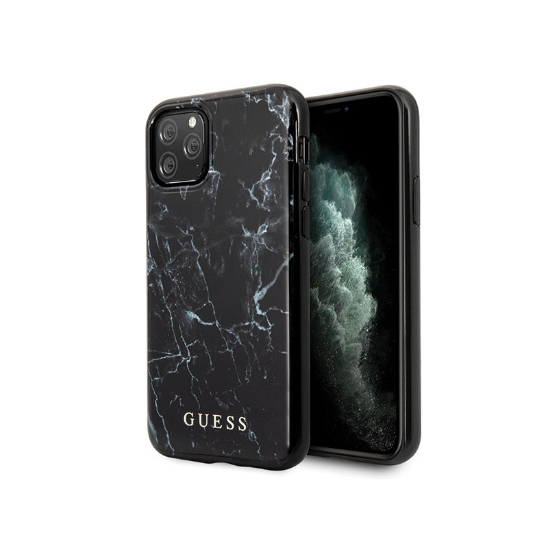 Guess Marble dėklas, skirtas iPhone 11 Pro Max - juodas