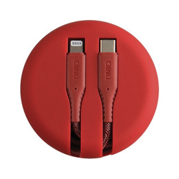 MFi UNIQ Halo USB-C / Lightning 18W nailono suvyniotas laidas 1,2 m - raudonas