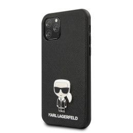 Karl Lagerfeld Saffiano Ikonik Metalinis dėklas iPhone 11 Pro Max - juodas