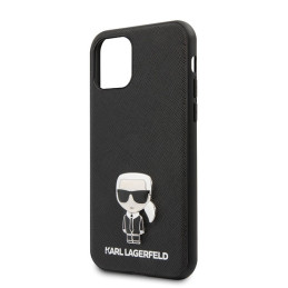 Karl Lagerfeld Saffiano Ikonik Metalinis dėklas iPhone 11 Pro Max - juodas