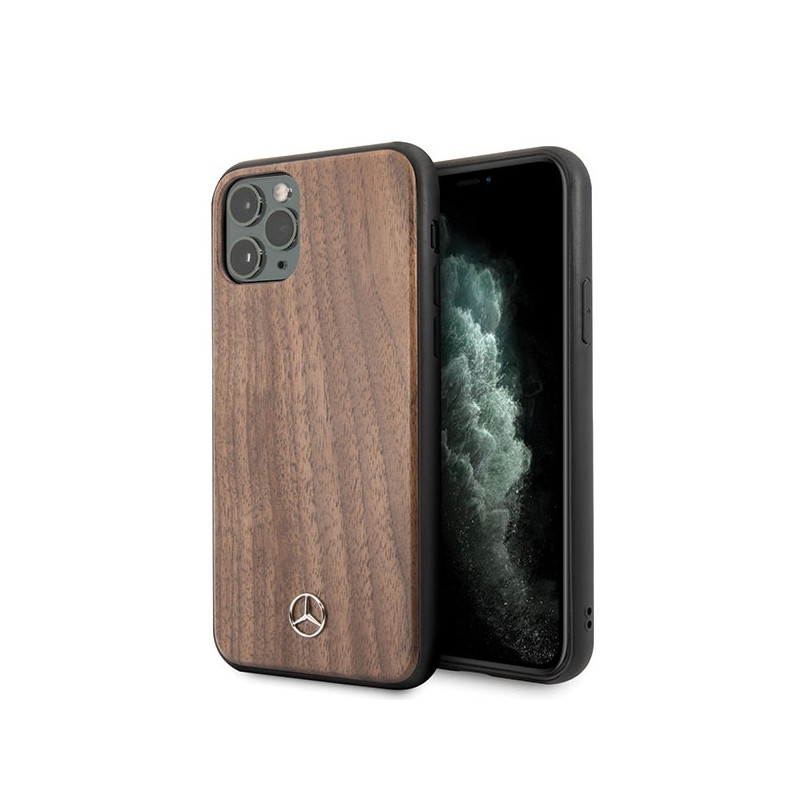 Mercedes Wood Line Walnut dėklas iPhone 11 Pro Max - rudas