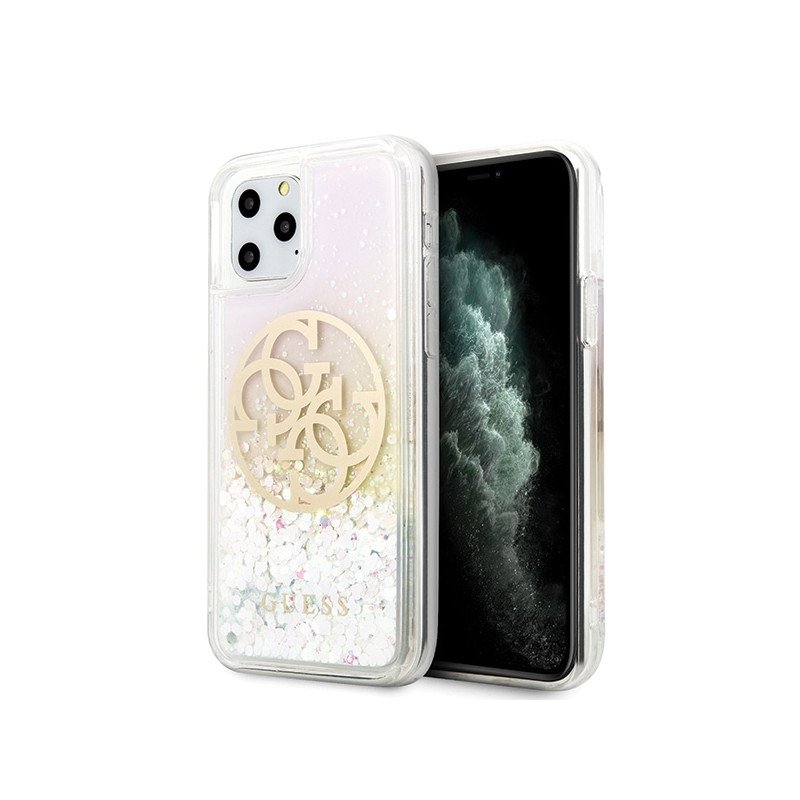 Guess Gradient Liquid Glitter Circle Logo dėklas skirtas iPhone 11 Pro - skaidrus