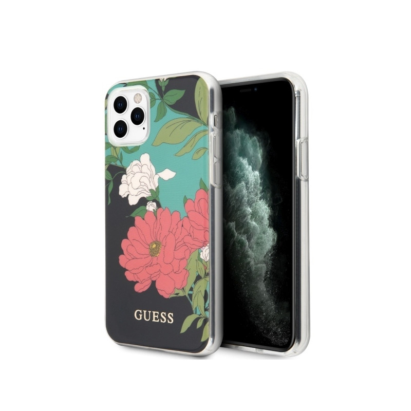 Guess N.1 Flower Collection dėklas iPhone 11 Pro - juodas