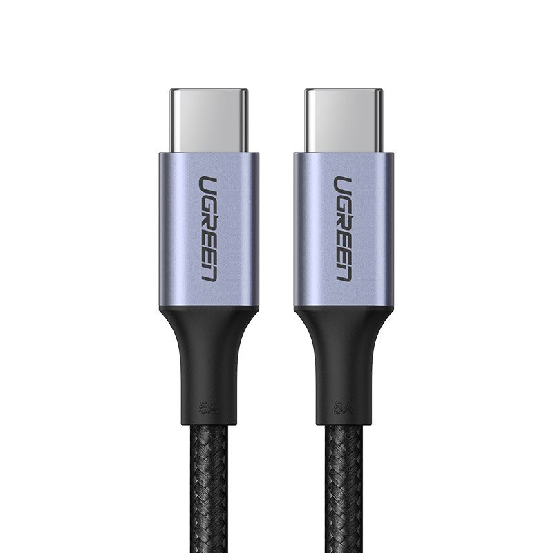 Ugreen US316 70427 USB-C – USB-C PD QC FCP kabelis 100W 5A 480Mb/ s 1m – pilkas