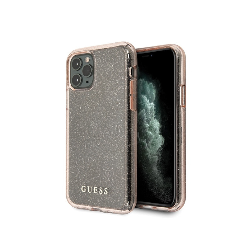 Guess Glitter dėklas iPhone 11 Pro - rožinis