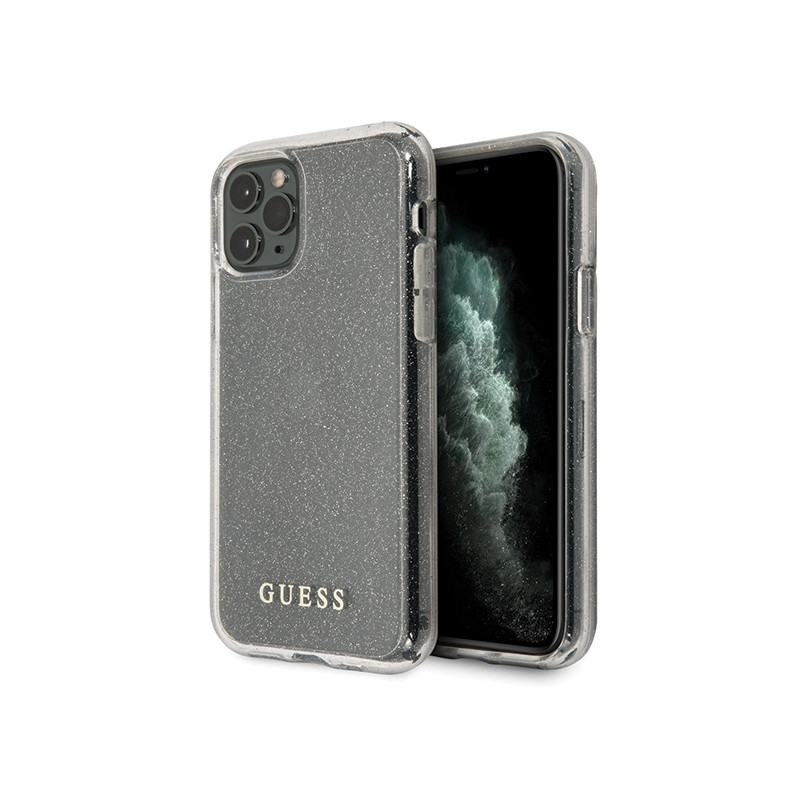 Guess Glitter dėklas iPhone 11 Pro - sidabrinis