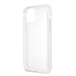 Guess Glitter dėklas iPhone 11 Pro Max - sidabrinis