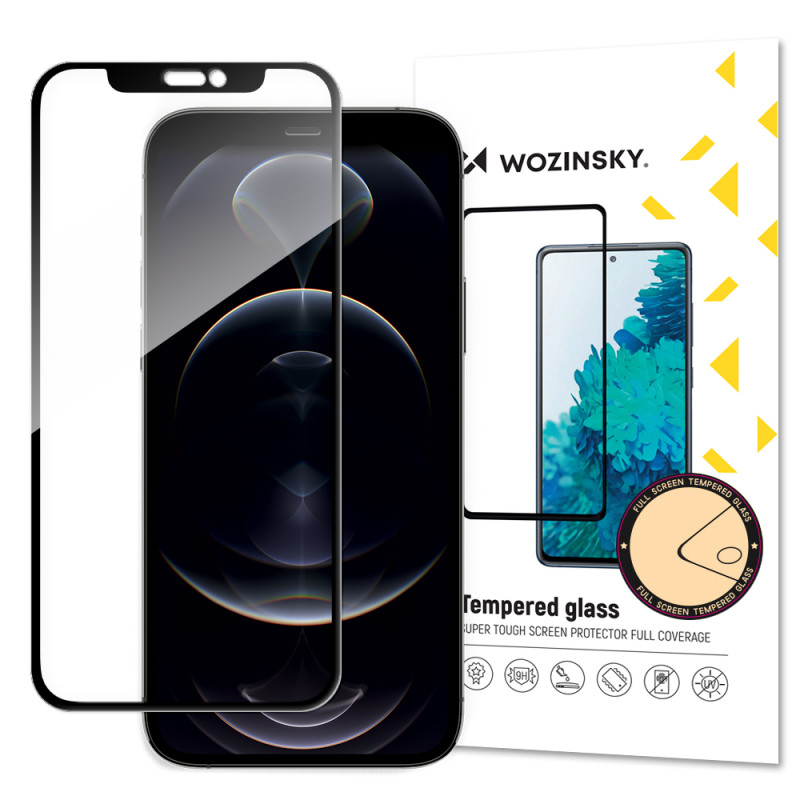 Wozinsky Super patvarūs klijai viso ekrano grūdintas stiklas su rėmeliu patogiu dėklu iPhone 14 / 13 Pro / iPhone 13 juo...